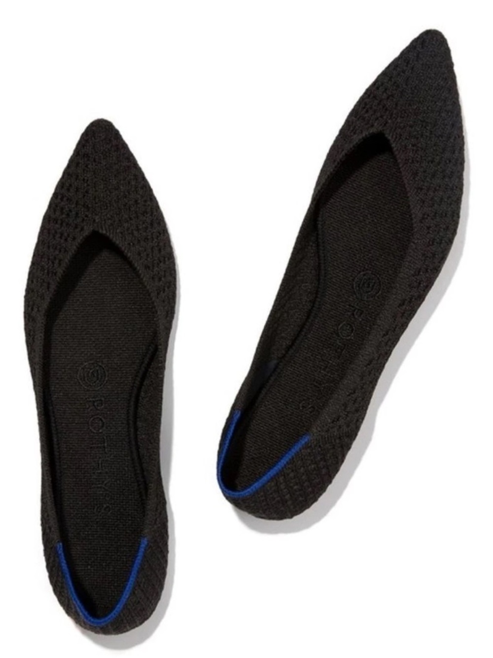 Rothy's The Point Black Honeycomb Blue Tip Stretch